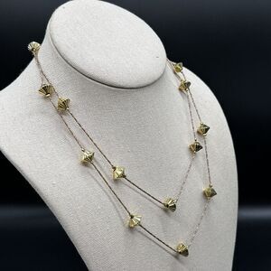 Vintage Anne Klein Gold Tone Beaded Station Necklace Long